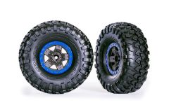 Traxxas TRX-4 Canyon Trail Tires & Blue Beadlock Style Wheels (2)